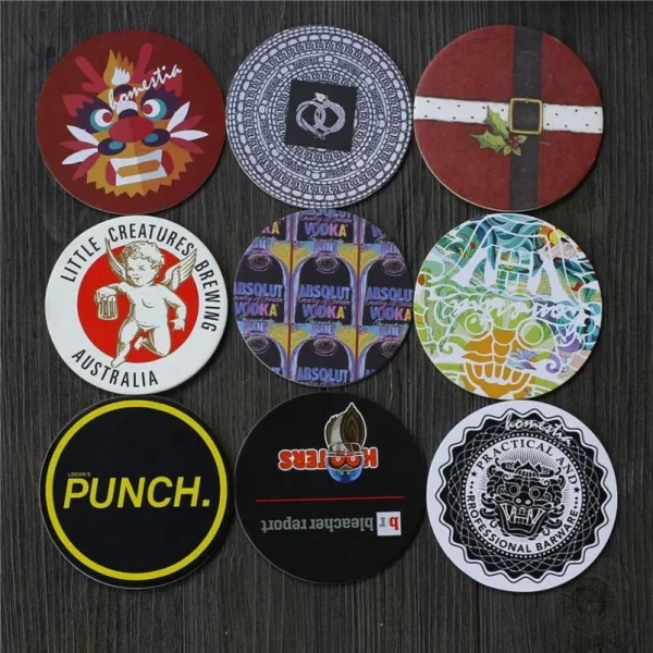 Personalized Colorful Absorbent Cardboard Coasters for Cocktail Bars - Image 3